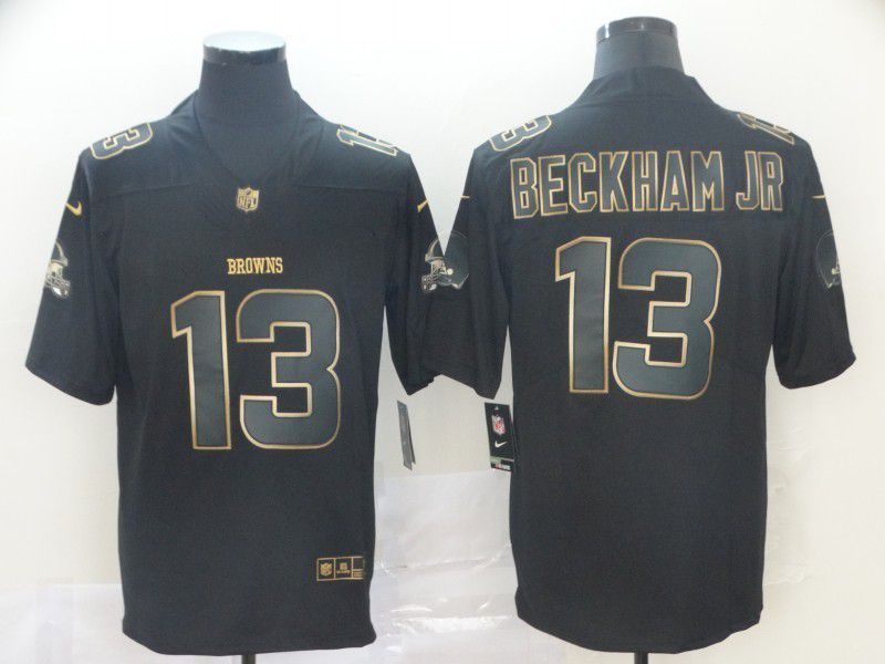 Men Cleveland Browns 13 Beckham jr Nike Vapor Limited Black Golden NFL Jerseys
